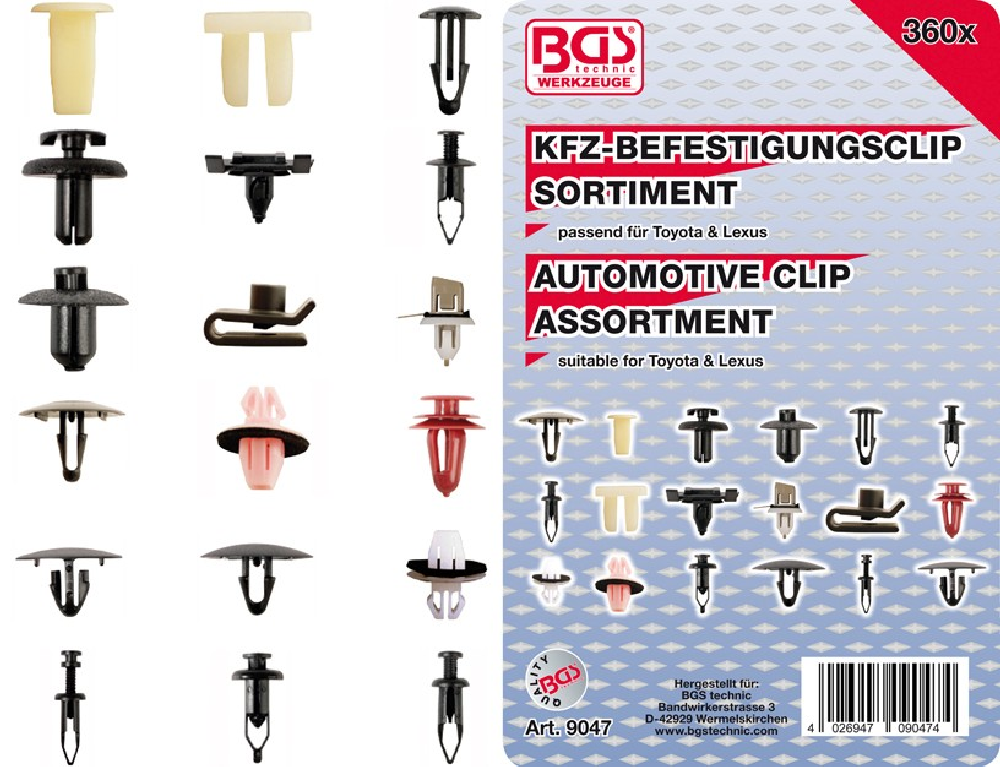 KFZ Befestigungsclip BGS Sortiment 9047 für | ACH-Shop teilig 360 Toyota Lexus &