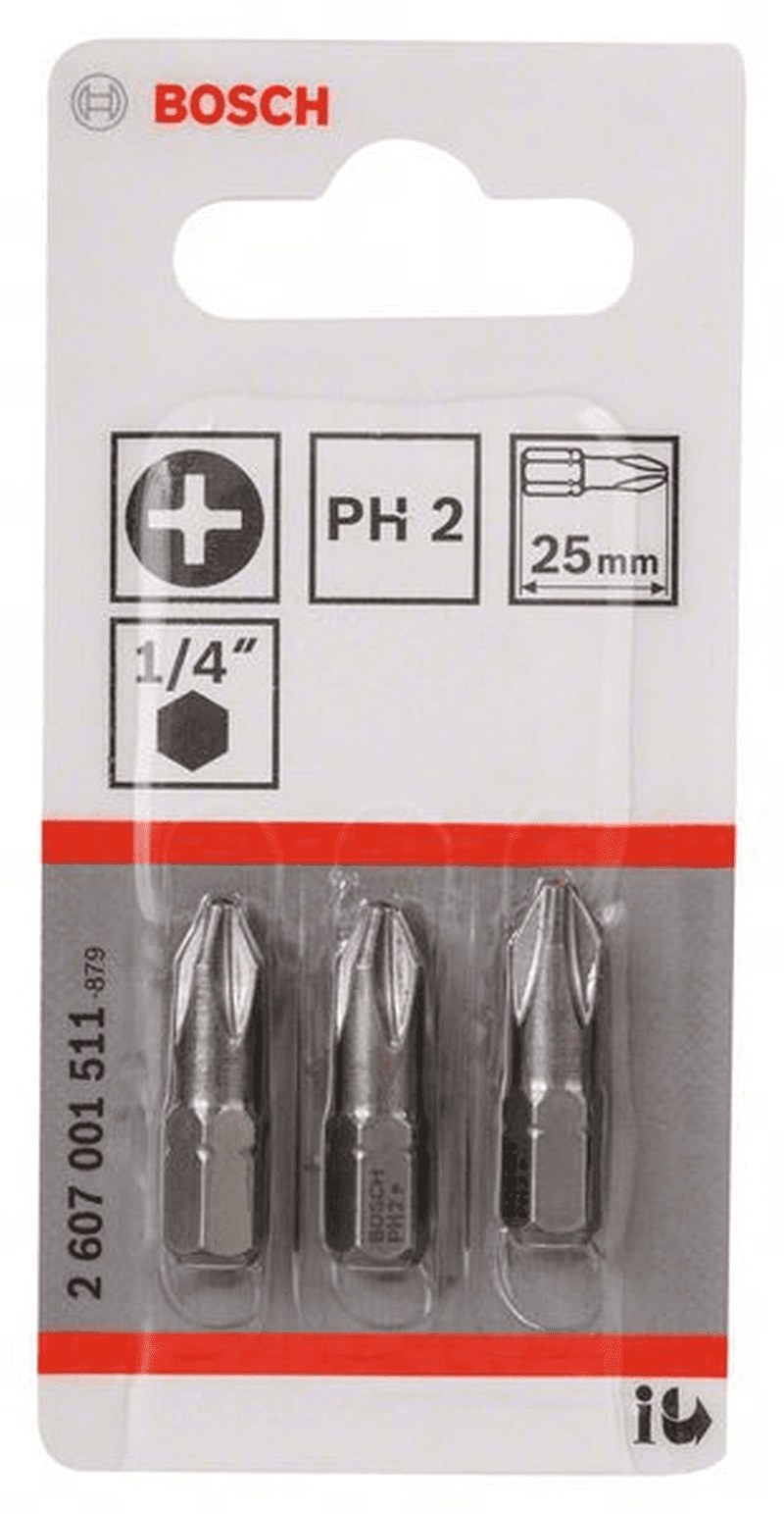Bosch Schrauberbit Extra-Hart PH 2 3er-Pack 25 mm 
