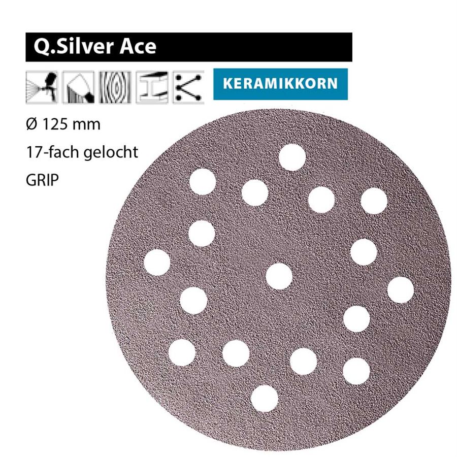 Exzenter-Schleifscheiben Q.Silver Ø 150 mm GRIP 15-fach gelocht P 240 100 Stück 