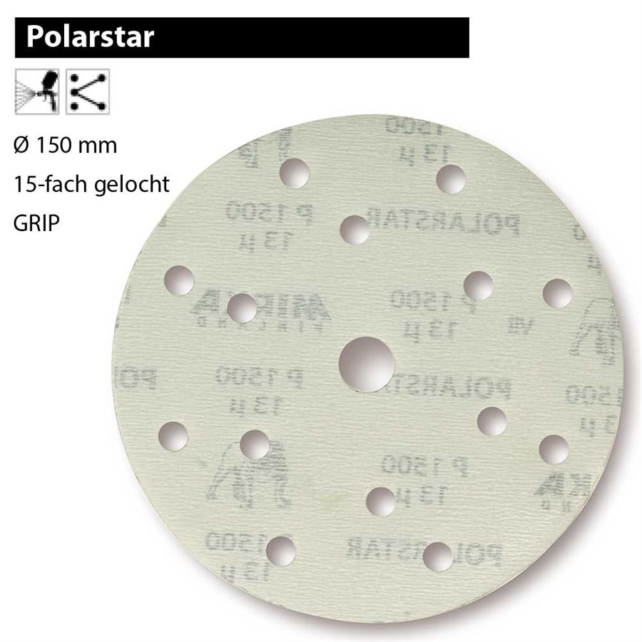 MIRKA Scheiben Polarstar Ø 150 mm Klett P1500 9-fach gelocht 50 St 
