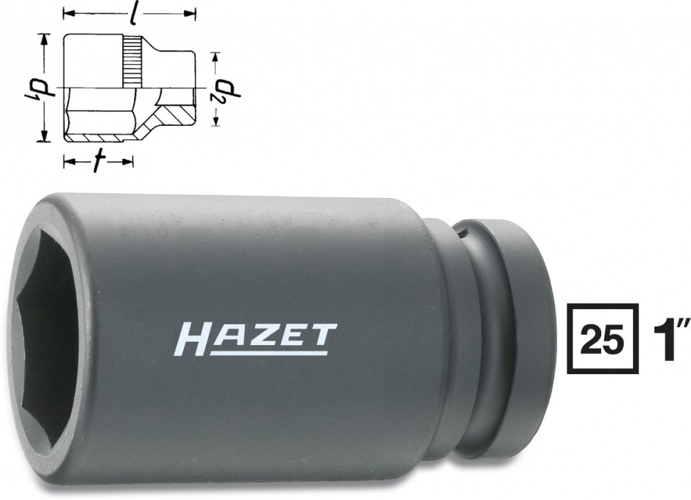 Hazet Power Torque Socket 32mm Long 1 " 25mm Outdoor Hexagonal 1100SLG